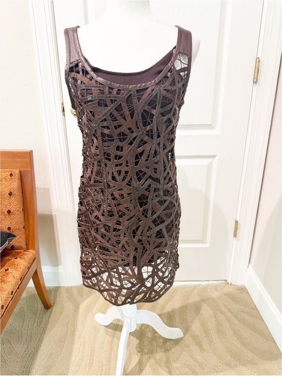 Catherine Malandrino Dresses & Skirts - NWT Catherine Malandrino Sleeveless Brown Leather Dress with Cutouts